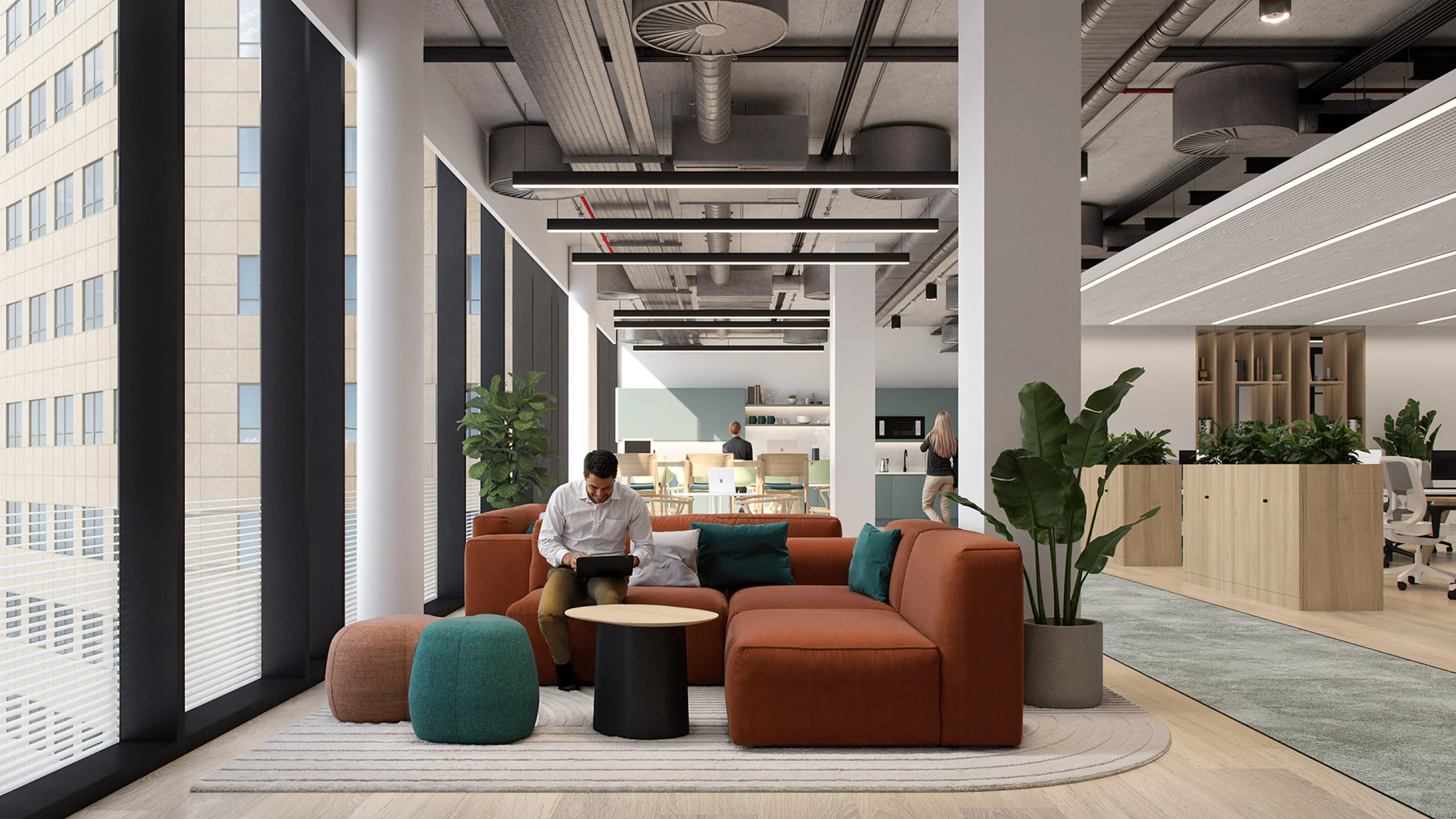 Breakout area and kitchen CGI